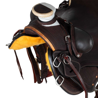 Western-Wade-Sattel mit Holzbaum und Denver-Gurt Braun