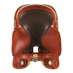 Selle Pool's 5020 mit rohem Ledersitz in brauner Farbe für Barrel. Cognac Braun