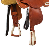 Selle Pool's 5020 mit Rohledersitz in blauer Farbe für Barrel. Cognac Braun Selle Pool's 5020 mit Rohledersitz in blauer Farbe für Barrel. Cognac Braun