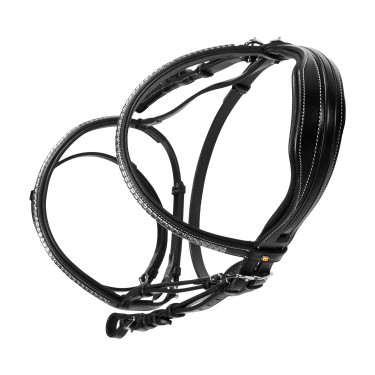Englisches Lederkopfstück mit vernickeltem Clincher NP Equestro Schwarz