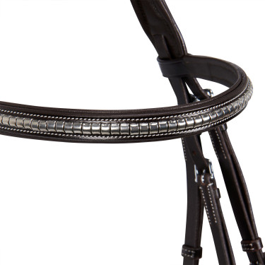 Englisches Lederkopfstück mit vernickeltem Clincher NP Equestro Dunkelbraun Englisches Lederkopfstück mit vernickeltem Clincher NP Equestro Dunkelbraun