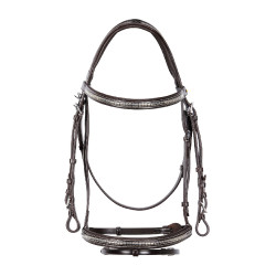 Englisches Lederkopfstück mit vernickeltem Clincher NP Equestro Dunkelbraun Englisches Lederkopfstück mit vernickeltem Clincher NP Equestro Dunkelbraun
