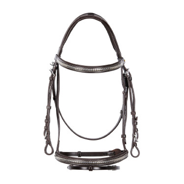 Englisches Lederkopfstück mit vernickeltem Clincher NP Equestro Dunkelbraun Englisches Lederkopfstück mit vernickeltem Clincher NP Equestro Dunkelbraun