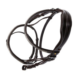 Englisches Lederkopfstück mit vernickeltem Clincher NP Equestro Dunkelbraun Englisches Lederkopfstück mit vernickeltem Clincher NP Equestro Dunkelbraun