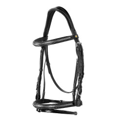 Englisches Lederkopfstück mit vernickeltem Clincher NP Equestro Schwarz