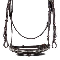 Englisches Lederkopfstück mit vernickeltem Clincher NP Equestro Dunkelbraun Englisches Lederkopfstück mit vernickeltem Clincher NP Equestro Dunkelbraun