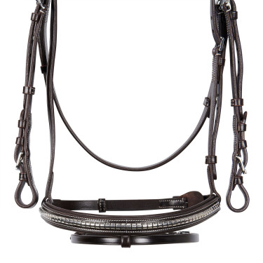 Englisches Lederkopfstück mit vernickeltem Clincher NP Equestro Dunkelbraun Englisches Lederkopfstück mit vernickeltem Clincher NP Equestro Dunkelbraun