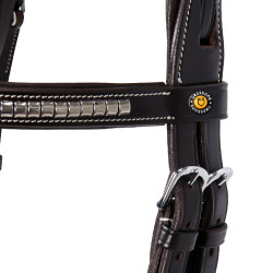 Englisches Lederkopfstück mit vernickeltem Clincher NP Equestro Dunkelbraun Englisches Lederkopfstück mit vernickeltem Clincher NP Equestro Dunkelbraun