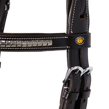 Englisches Lederkopfstück mit vernickeltem Clincher NP Equestro Dunkelbraun Englisches Lederkopfstück mit vernickeltem Clincher NP Equestro Dunkelbraun