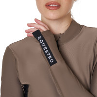 Damen-Trainings-Tech-Poloshirt Langarm Equestro Kameenrosa