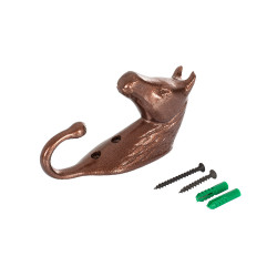 Haken für Trensenhalter Pferdekopf aus bunt eloxiertem Aluminium Umbria Equitazione Braun