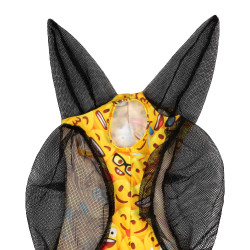 Fliegenmaske aus Lycra mit Pro-Tech Ohrenschutz Emoticon Motive