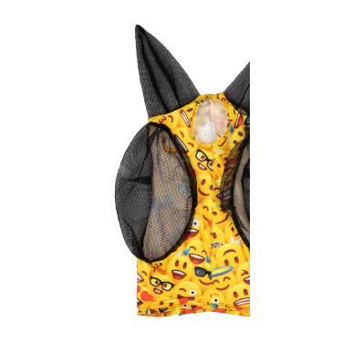 Fliegenmaske aus Lycra mit Pro-Tech Ohrenschutz Emoticon Motive