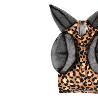 Fliegenmaske aus Lycra mit Pro-Tech Ohrenschutz Leopard Motive