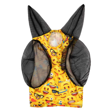 Fliegenmaske aus Lycra mit Pro-Tech Ohrenschutz Emoticon Motive