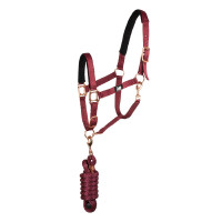 Nylonhalfter Rose Gold Line mit Strick Supreme Bordeaux