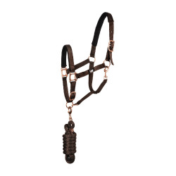 Nylonhalfter Rose Gold Line mit Strick Supreme Braun Nylonhalfter Rose Gold Line mit Strick Supreme Braun