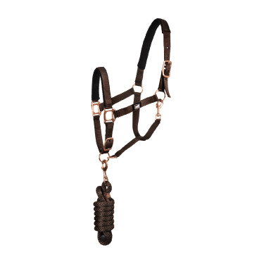 Nylonhalfter Rose Gold Line mit Strick Supreme Braun Nylonhalfter Rose Gold Line mit Strick Supreme Braun