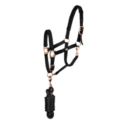 Nylonhalfter Rose Gold Line mit Strick Supreme Schwarz Nylonhalfter Rose Gold Line mit Strick Supreme Schwarz