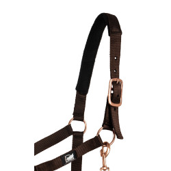 Nylonhalfter Rose Gold Line mit Strick Supreme Braun Nylonhalfter Rose Gold Line mit Strick Supreme Braun