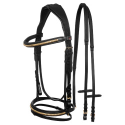 Englische Trense mit Clincher und Gummizügeln Supreme Schwarz Englische Trense mit Clincher und Gummizügeln Supreme Schwarz