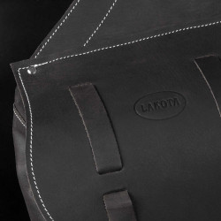 Satteltasche aus Kalbsleder mit 3 Riemenverschluss Pool's Schwarz