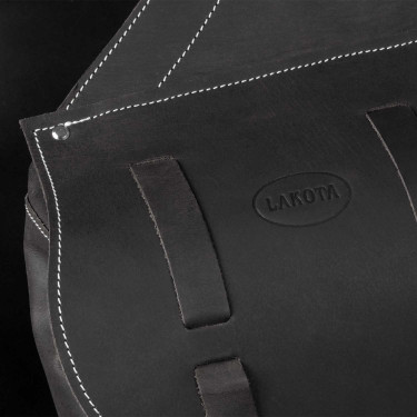 Satteltasche aus Kalbsleder mit 3 Riemenverschluss Pool's Schwarz