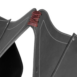 Satteltasche aus Kalbsleder mit 3 Riemenverschluss Pool's Schwarz