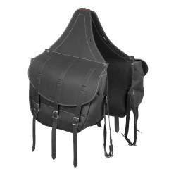 Satteltasche aus Kalbsleder mit 3 Riemenverschluss Pool's Schwarz