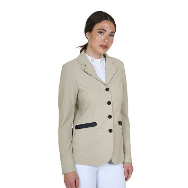 Wettkampfjacke perforiert Damen 4 Knöpfe Equestro Oxford-Tan Rosa
