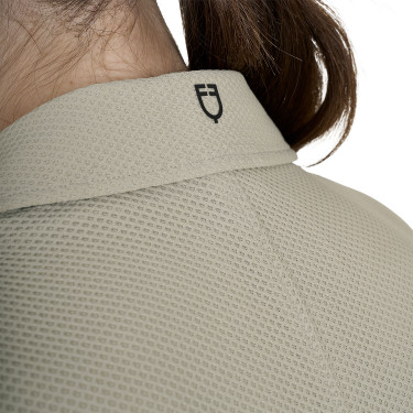 Wettkampfjacke perforiert Damen 4 Knöpfe Equestro Oxford-Tan Rosa