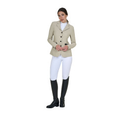 Wettkampfjacke perforiert Damen 4 Knöpfe Equestro Oxford-Tan Rosa