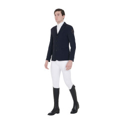 Wettkampfjacke Herren mit kontrastierend gesticktem Logo Equestro Marineblazer Marineblau
