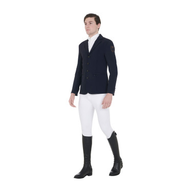 Wettkampfjacke Herren mit kontrastierend gesticktem Logo Equestro Marineblazer Marineblau