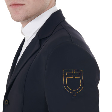 Wettkampfjacke Herren mit kontrastierend gesticktem Logo Equestro Marineblazer Marineblau