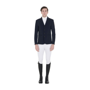 Wettkampfjacke Herren mit kontrastierend gesticktem Logo Equestro Marineblazer Marineblau