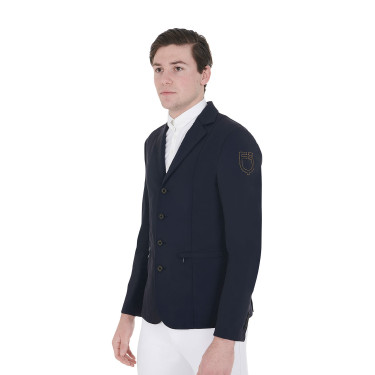 Wettkampfjacke Herren mit kontrastierend gesticktem Logo Equestro Marineblazer Marineblau