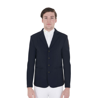 Wettkampfjacke Herren mit kontrastierend gesticktem Logo Equestro Marineblazer Marineblau