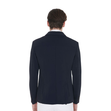 Wettkampfjacke Herren mit kontrastierend gesticktem Logo Equestro Marineblazer Marineblau