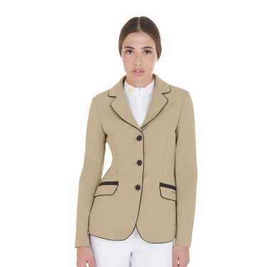 Wettkampfjacke Damen aus technischem Stretchstoff Equestro Weihrauch Beige