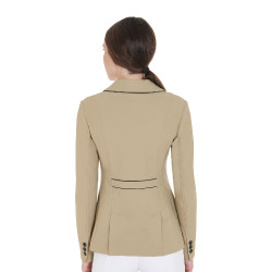 Wettkampfjacke Damen aus technischem Stretchstoff Equestro Weihrauch Beige
