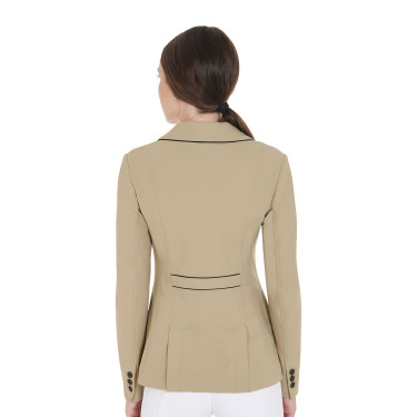 Wettkampfjacke Damen aus technischem Stretchstoff Equestro Weihrauch Beige