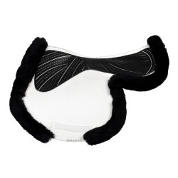 Sprungunterlage Numnah mit Gel-Grip auf beiden Seiten und kompletter Schafwollumrandung Acavallo Weiß / Schwarz Weiß Sprungunterlage Numnah mit Gel-Grip auf beiden Seiten und kompletter Schafwollumrandung Acavallo Weiß / Schwarz Weiß