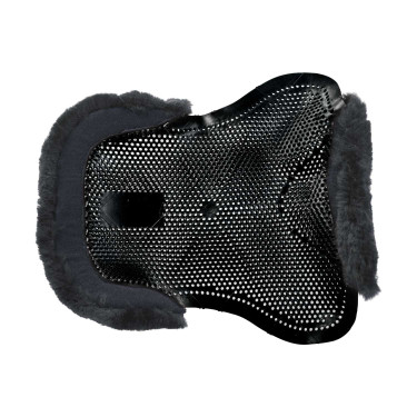 Gel-Stoßdämpfer Pony mit Ausschnitt und Lammfellrand Classic Acavallo Schwarz / Grau