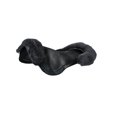 Gel-Stoßdämpfer Pony mit Ausschnitt und Lammfellrand Classic Acavallo Schwarz / Grau