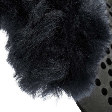 Gel-Stoßdämpfer Pony mit Ausschnitt und Lammfellrand Classic Acavallo Schwarz / Grau