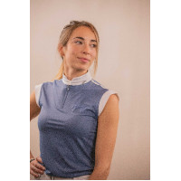 Turnier-Poloshirt Pénélope Séville Mesh ärmellos Blaugrau