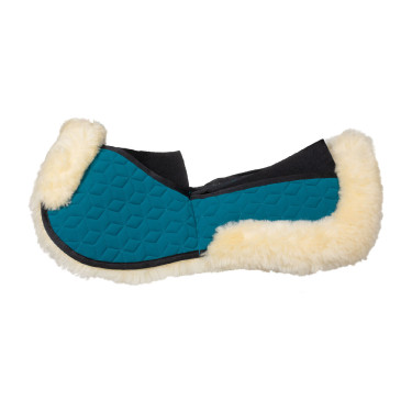 Equestro-Schabracke aus Elasthan mit Taschen und Lammfellfutter Petroleum / natürlich Equestro-Schabracke aus Elasthan mit Taschen und Lammfellfutter Petroleum / natürlich