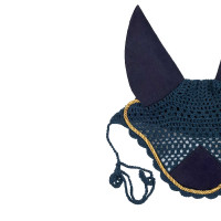 Pferdeohrenhaube Derby aus Baumwolle Marine / goldfarben / marine