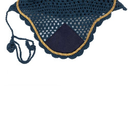 Pferdeohrenhaube Derby aus Baumwolle Marine / goldfarben / marine